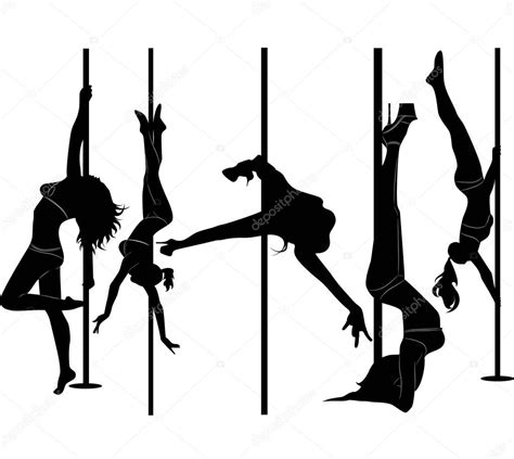 Set Of Black Silhouettes Of Dancing Girls Striptease — Stock Vector © Blondinka89 20615293
