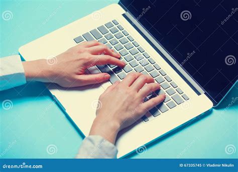 Woman Typing On The Notebook Stock Image Image Of White Work 67335745
