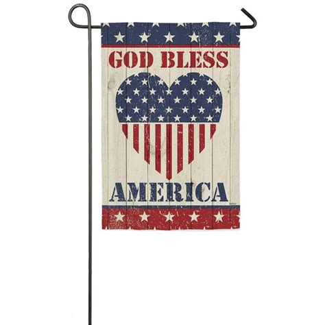Evergreen Flag And Garden God Bless America Heart 2 Sided Suede 16 X 10