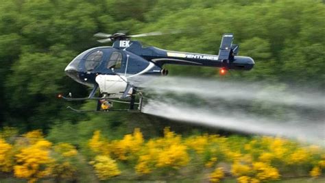 Helicopters Spraying Weeds Along Waterways Reduces Flood Danger