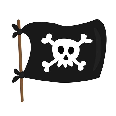 Bandera Pirata En Estilo De Dibujos Animados Sobre Fondo Blanco