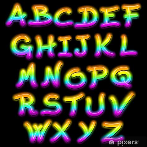 Sticker Letters Signs Alphabet Psychedelic Neon Light Lettere Alfabeto