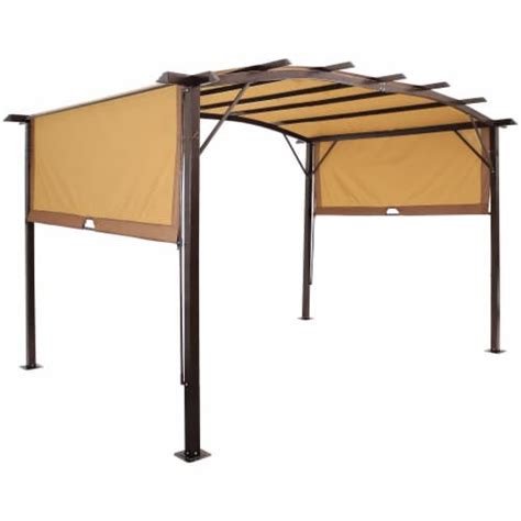 Sunnydaze 9 Ft X 12 Ft Metal Arched Pergola With Retractable Canopy