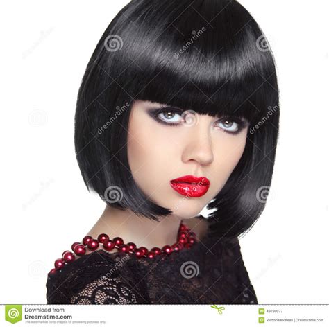 Beautiful Woman With Black Short Hair Haircut Hairstyle