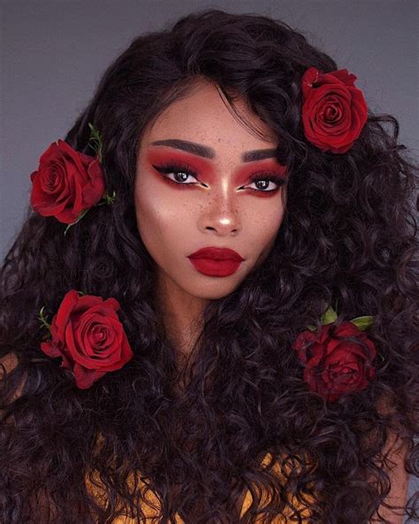 nyane transforms herself into this gorgeous floral goddess 🌹 try more goddess makeup look