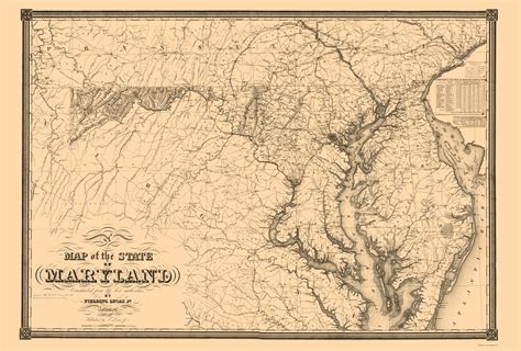 Historic Map Of Maryland Lucas 1841 Old Map State Map Print State