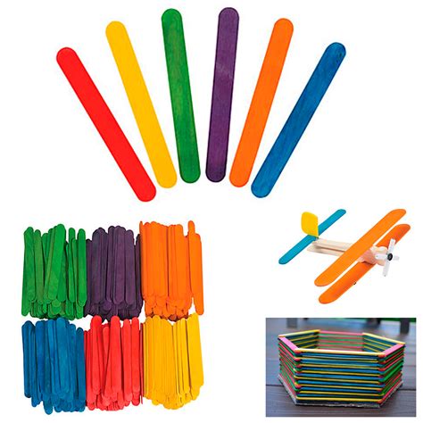 200 Pcs Wood Popsicle Sticks Assorted Colors Wooden Craft Sticks 4 12