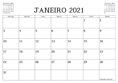Thank you for supporting me!! Planejador e calendário mensal em branco imprimível gratuito para Janeiro 2021 - A4, A5, A3 ...