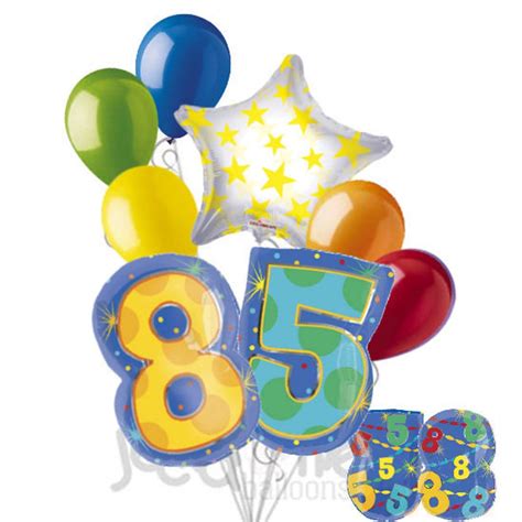 8 Pc 85th Birthday Theme Balloon Bouquet Party Decoration Number