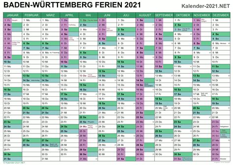 Hier finden sie termin, datum und. Ferienbaden Württemberg 2021 - Kalender 2021 Baden ...
