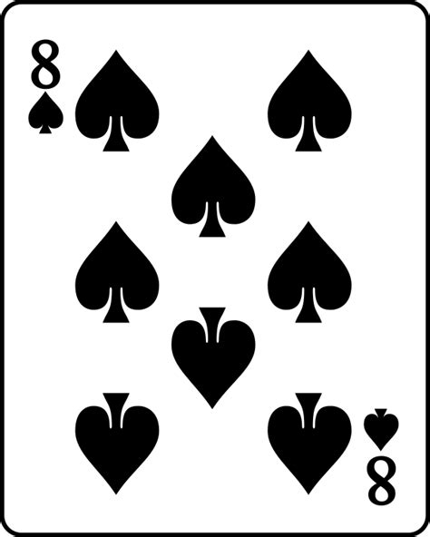 So heart, diamond, spade, club all have 13 cards in them which make the total 52 cards(a deck). File:Playing card spade 8.svg - Wikimedia Commons