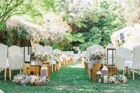 Lawn Of Hotel Bel Air Wedding Ceremony Outdoor Grey Chairs Wood Legs