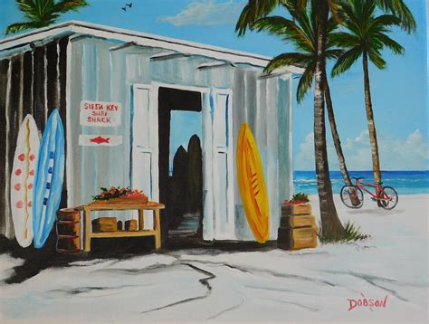 Siesta Key Surf Shack Painting By Lloyd Dobson