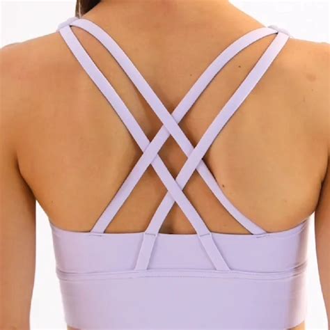 Women Sexy Cross Back Soft Fit Strappy Running Gym Padded Yoga Bra Compression Fitness Workout
