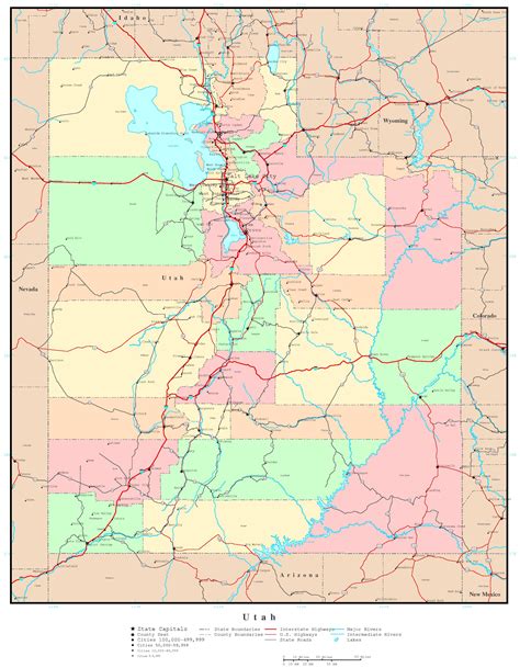Political Map Of Utah Map Vector