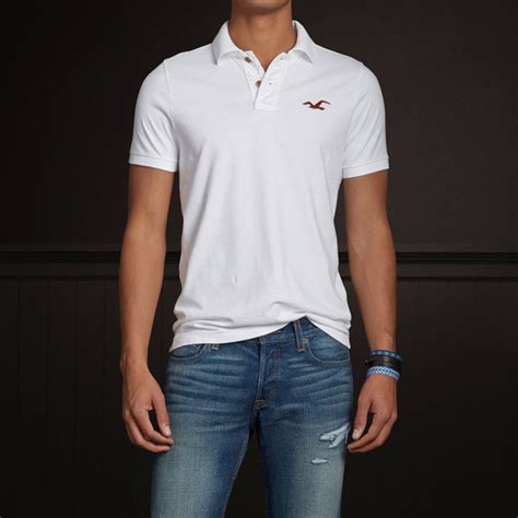 Hollister By Abercrombie And Fitchnew Short Sleeve Mens White Polo