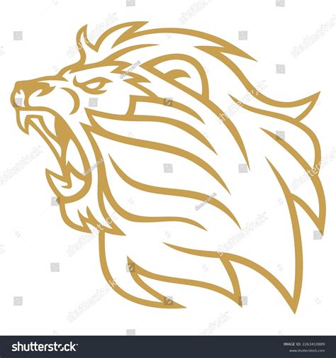 Lion Roaring Gold Golden Logo Design Stock Vector Royalty Free