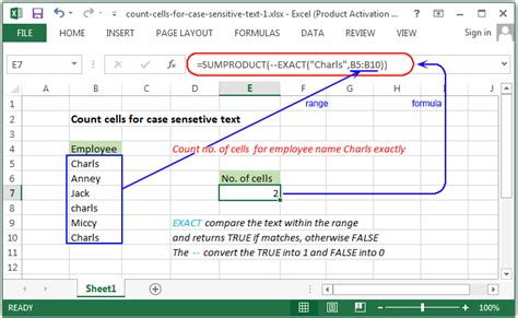 Excel Count Count Cells For Case Sensetive Text W3resource