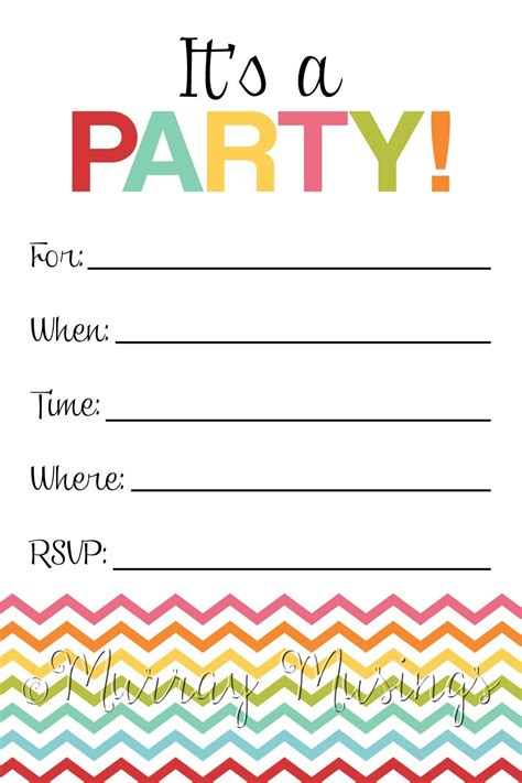 Blank Party Invitations Free Printable Black And White