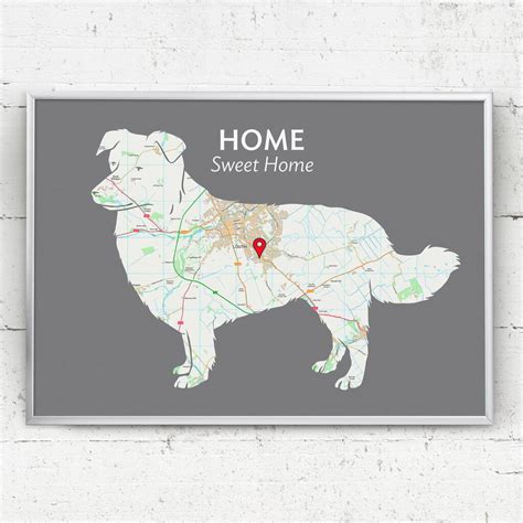 Personalised Map With Border Collie By Well Bred Design