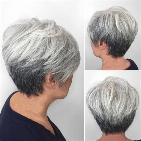 Reverse Gray Ombre For Short Hair Short Grey Hair Thick Hair Styles