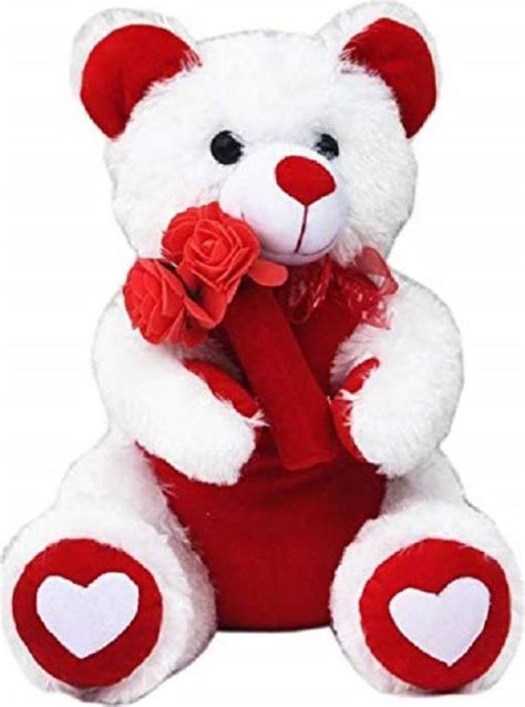 Alisha Toys Cute And Beautiful Soft Fur Teddy Bear With Rose Soft Toys
