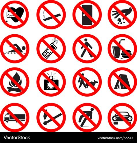 set of forbidden signs royalty free vector image