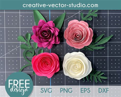 Free Rolled Flower Svg Bundle Png Dxf Eps Creative Vector Studio