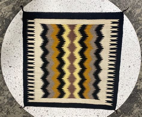 Native American Navajo Handwoven Wool Geometric Rug Mat For Sale At 1stdibs