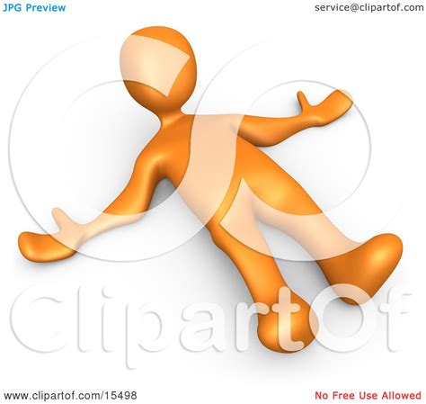 Orange Person Lying On The Ground While Opposing Something Clipart