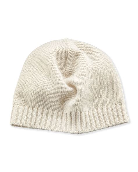 Lyst Portolano Cashmere Basic Knit Beanie Hat In White
