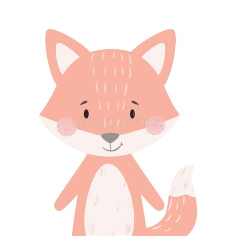 Fox Baby Print Cute Animal Illustration For Nursery Stock Vector