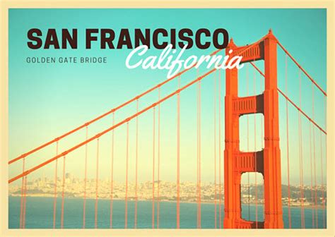 Golden Gate Bridge Vintage Postcard Templates By Canva