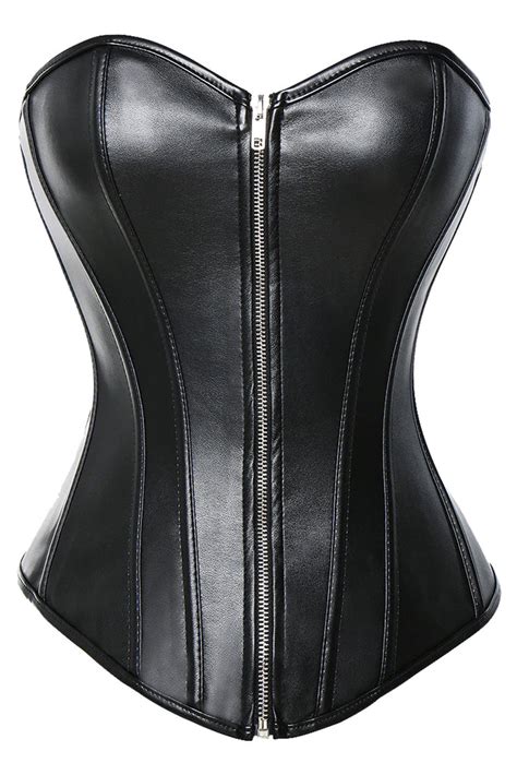 atomic black classic faux leather zipper corset atomic jane clothing