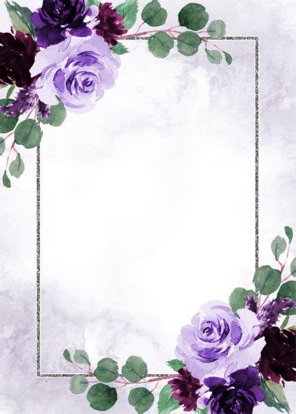 Elegant Airy Boho Floral Purple And Silver Wedding Invitation Zazzle