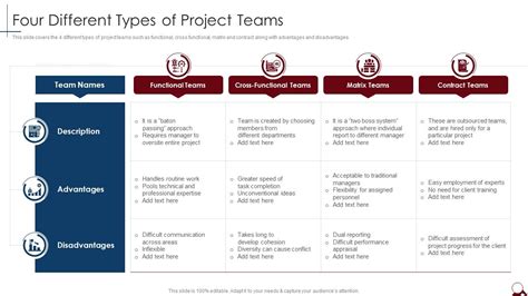 Four Different Types Of Project Teams Managing Cross Functional Teams Presentation Graphics