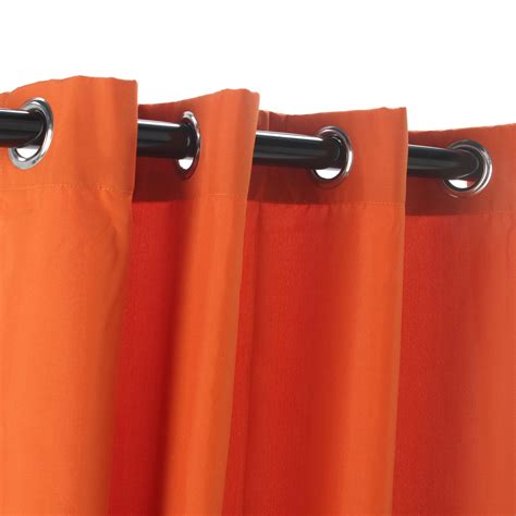 Orange Polyester Outdoor Curtains With Grommets Dfohome