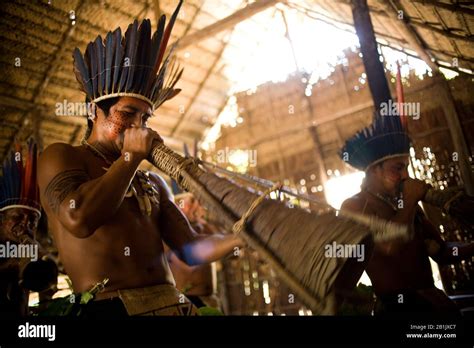 Danza Indígena Tribu Dessano Comunidad Tupé Manaus Amazônia Amazonas Brasil Fotografía De