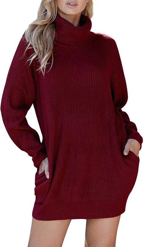 pink queen women s loose oversize turtleneck wool long pullover sweater dress ebay