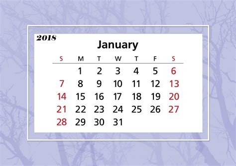 January 2018 Calendar Frame Free Stock Photo Public Domain Pictures