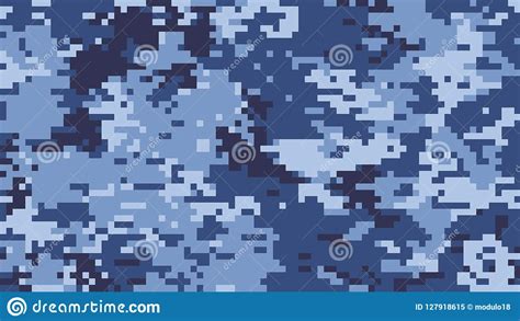 Navy Blue Digital Camouflage Multi Scale Pattern Stock Illustration