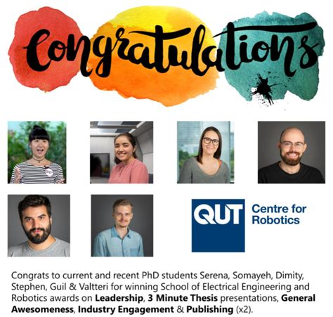 Qut School Of Electrical Engineering And Robotics Hdr Student Awards