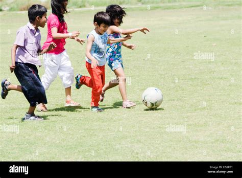 Indians Children Park Playing Football Stock Photo Alamy