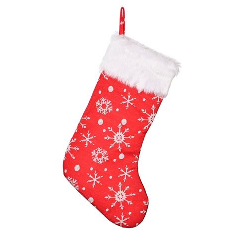red christmas stockings 19 inches faux furry fur plush cuff white snowflake large xmas stocking