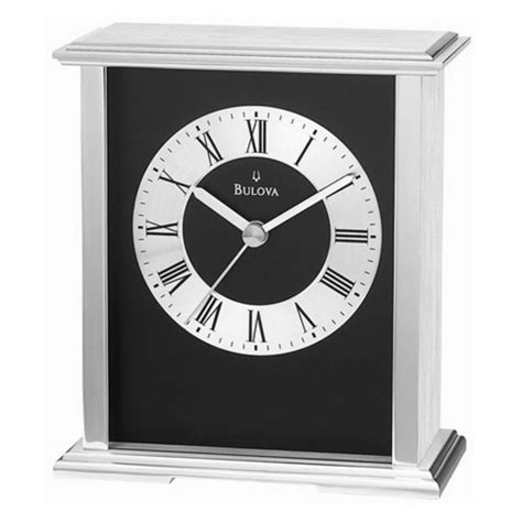 Bulova Baron Silver And Black Mantel Clock