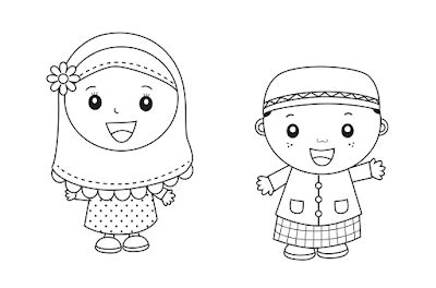 Keluarga muslim cara menggambar dan. Gambar Mewarnai Anak Muslim Untuk Anak PAUD dan TK