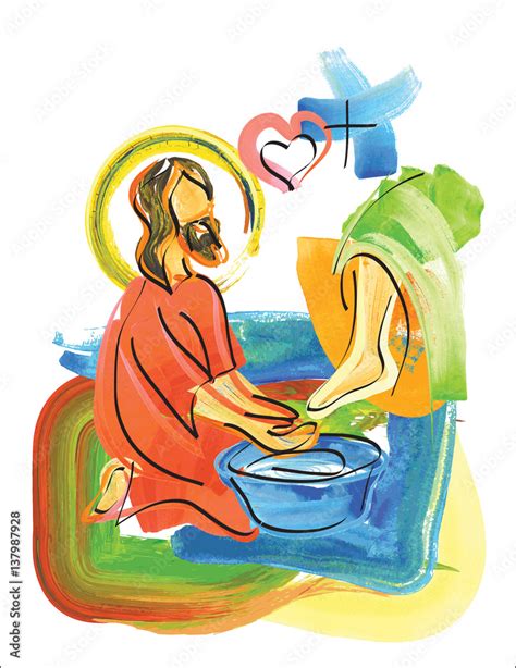 Washing Of Feet Jesus Christ Washing The Feet Of The Apostles Abstract Artistic Modern