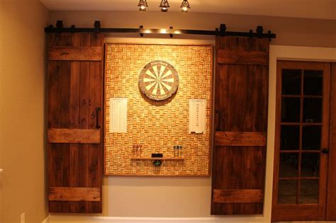 Shop a wide selection of darts backboards at amazon.com. Wine cork dartboard - hidden with barn doors | Projects to Try in 2019 | Dart board, Basement ...