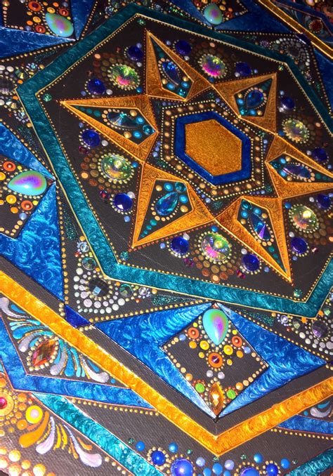Moroccan Abyss 40cm Mixed Media Mandala Blue And Orange Etsy