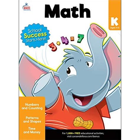 Carson Dellosa Math Workbook Kindergarten 80pgs Brighter Child